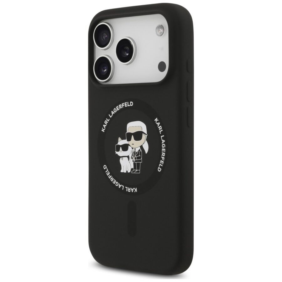 Etui Karl Lagerfeld Silicone Karl&Choupette Ring MagSafe do iPhone 18 Pro Max / iPhone 17 Pro Max czarny