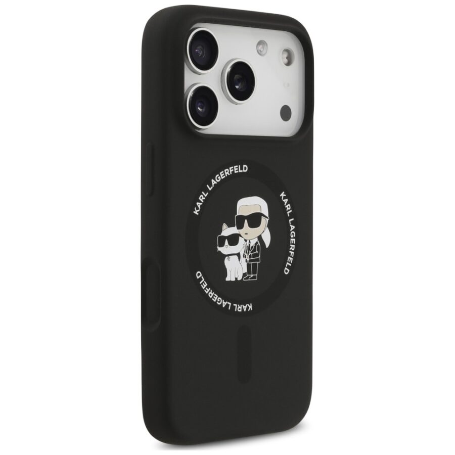 Etui Karl Lagerfeld Silicone Karl&Choupette Ring MagSafe do iPhone 18 Pro Max / iPhone 17 Pro Max czarny