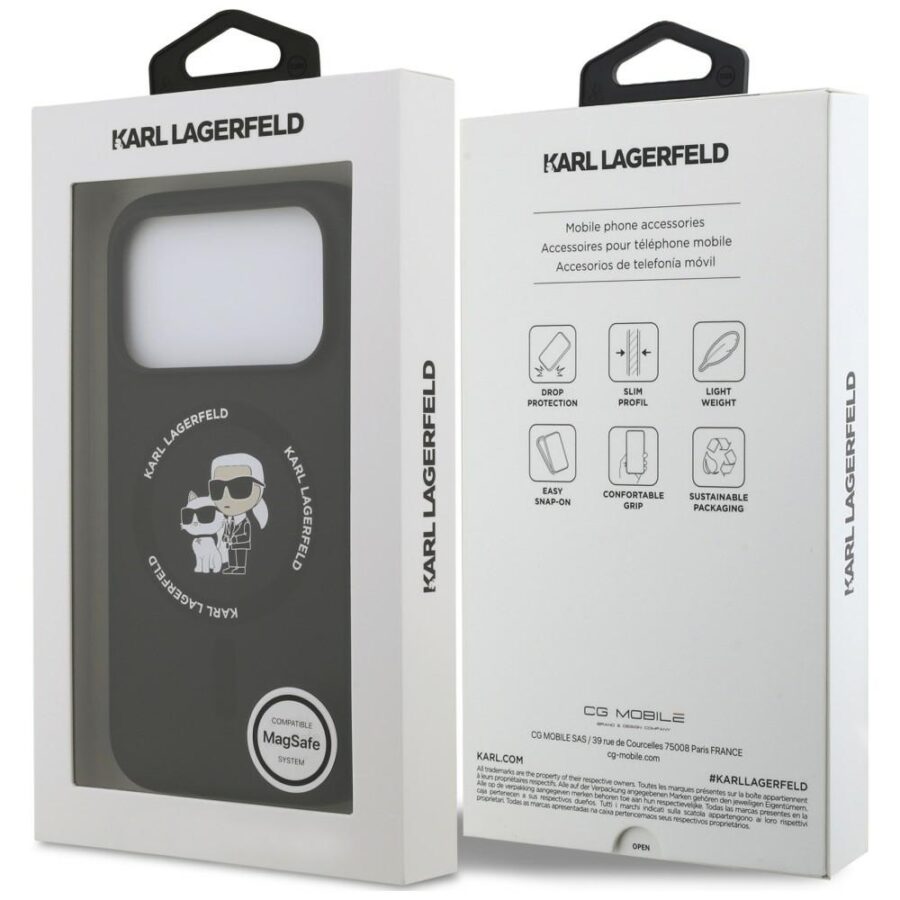Etui Karl Lagerfeld Silicone Karl&Choupette Ring MagSafe do iPhone 18 Pro Max / iPhone 17 Pro Max czarny