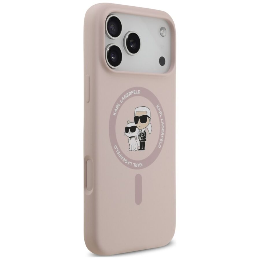Etui Karl Lagerfeld Silicone Karl&Choupette Ring MagSafe do iPhone 18 Pro Max / iPhone 17 Pro Max różowy