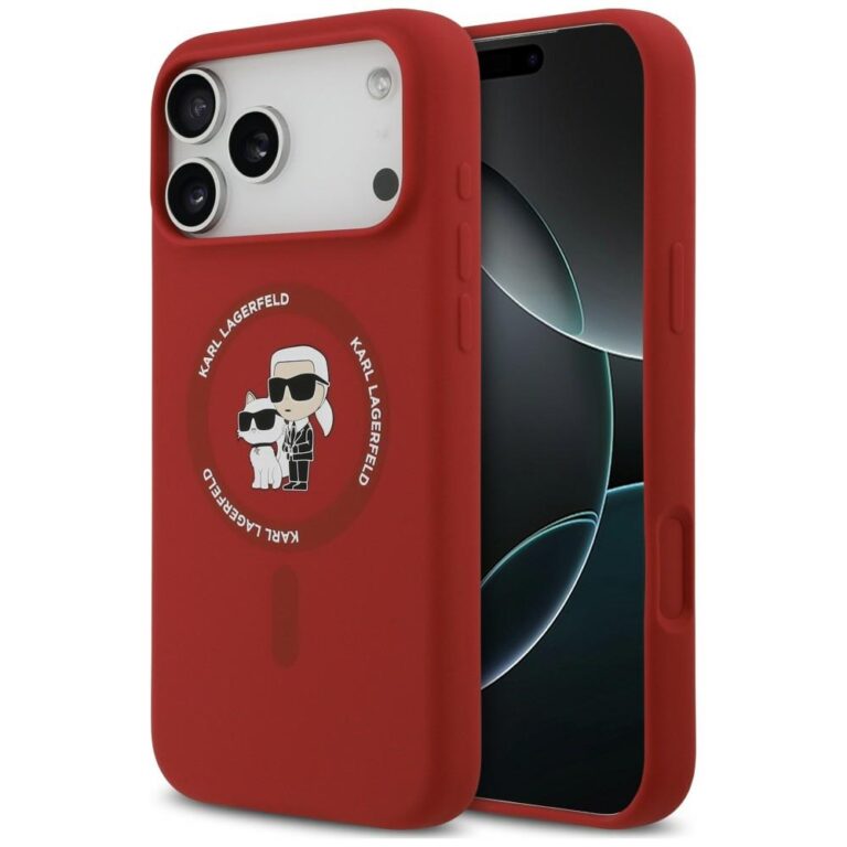 Etui Karl Lagerfeld Silicone Karl&Choupette Ring MagSafe do iPhone 18 Pro Max / iPhone 17 Pro Max czerwony