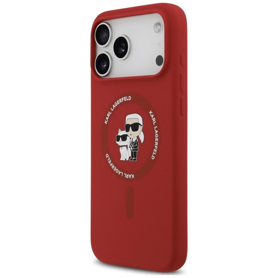 Etui Karl Lagerfeld Silicone Karl&Choupette Ring MagSafe do iPhone 18 Pro Max / iPhone 17 Pro Max czerwony