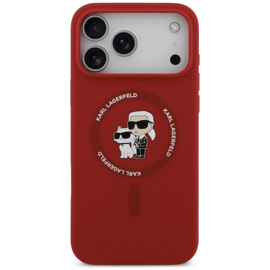 Etui Karl Lagerfeld Silicone Karl&Choupette Ring MagSafe do iPhone 18 Pro Max / iPhone 17 Pro Max czerwony