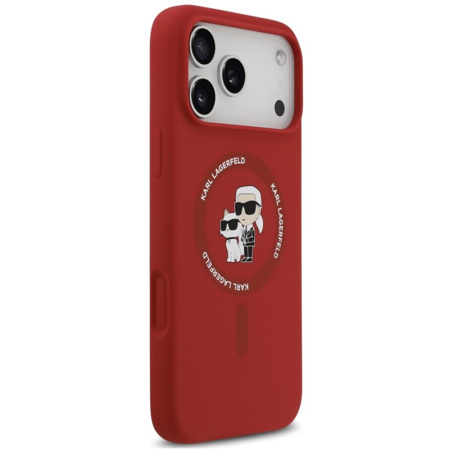 Etui Karl Lagerfeld Silicone Karl&Choupette Ring MagSafe do iPhone 18 Pro Max / iPhone 17 Pro Max czerwony