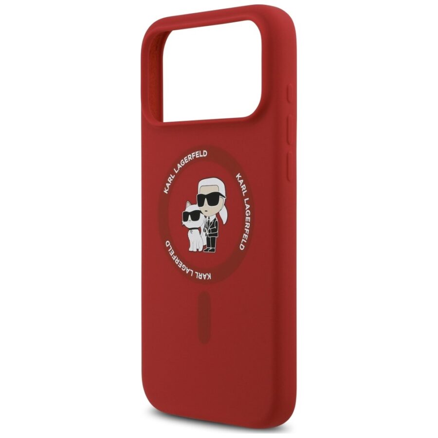 Etui Karl Lagerfeld Silicone Karl&Choupette Ring MagSafe do iPhone 18 Pro Max / iPhone 17 Pro Max czerwony