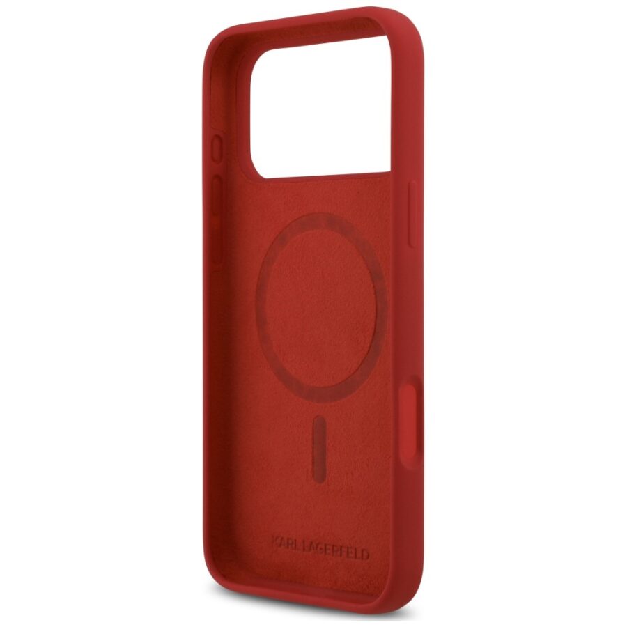 Etui Karl Lagerfeld Silicone Karl&Choupette Ring MagSafe do iPhone 18 Pro Max / iPhone 17 Pro Max czerwony
