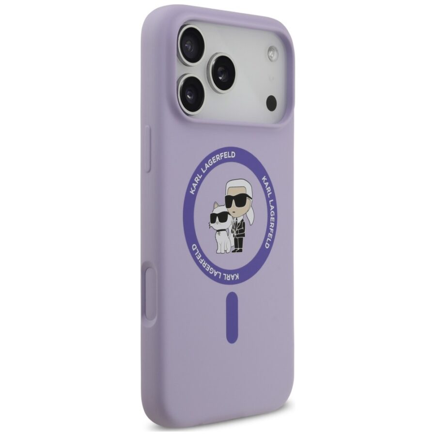 Etui Karl Lagerfeld Silicone Karl&Choupette Ring MagSafe do iPhone 18 Pro Max / iPhone 17 Pro Max fioletowy