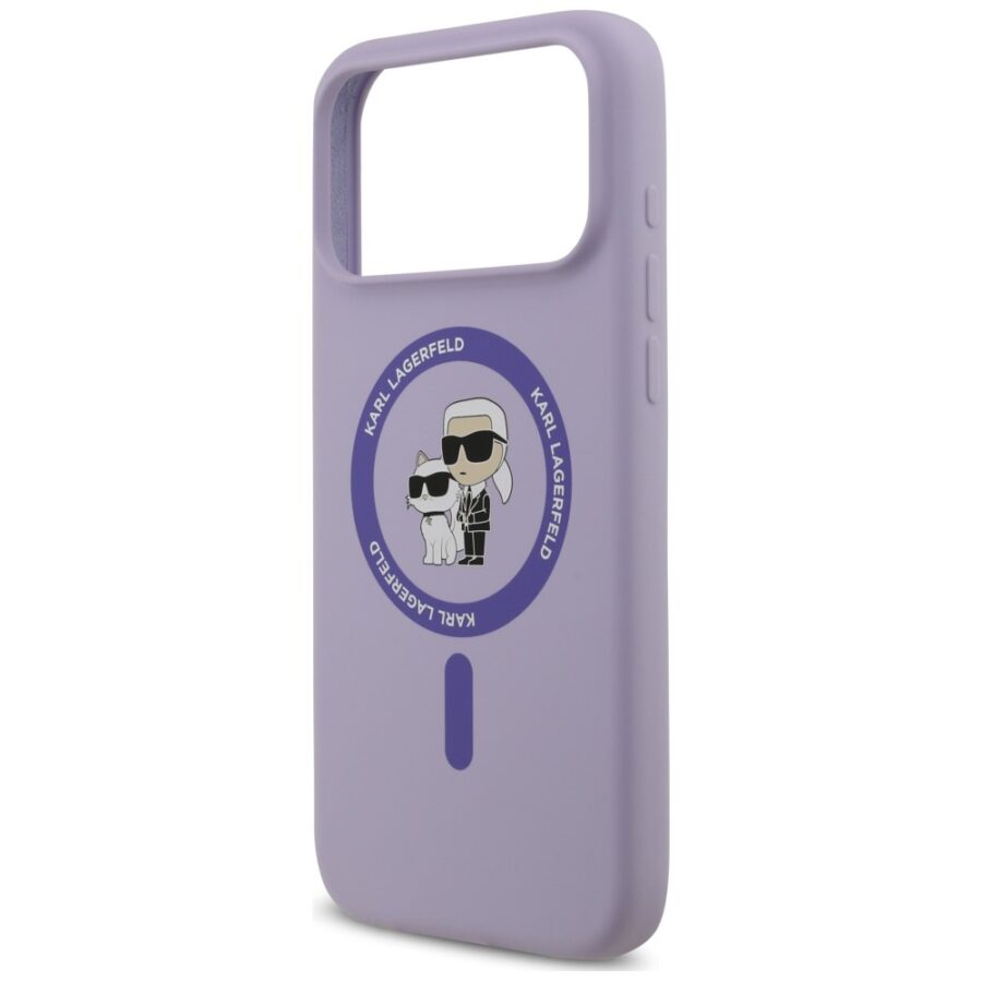 Etui Karl Lagerfeld Silicone Karl&Choupette Ring MagSafe do iPhone 18 Pro Max / iPhone 17 Pro Max fioletowy