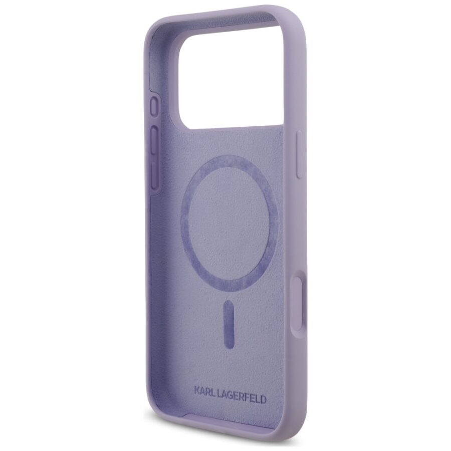 Etui Karl Lagerfeld Silicone Karl&Choupette Ring MagSafe do iPhone 18 Pro Max / iPhone 17 Pro Max fioletowy