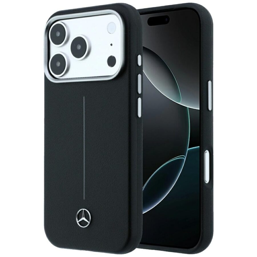 Etui Mercedes Leather Semi Wrap Iconic Line MagSafe do iPhone 18 Pro / 17 Pro czarny