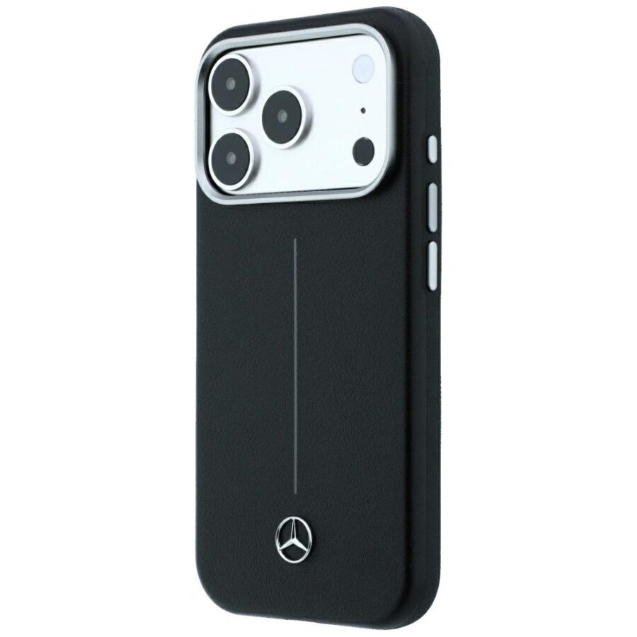 Etui Mercedes Leather Semi Wrap Iconic Line MagSafe do iPhone 18 Pro / 17 Pro czarny