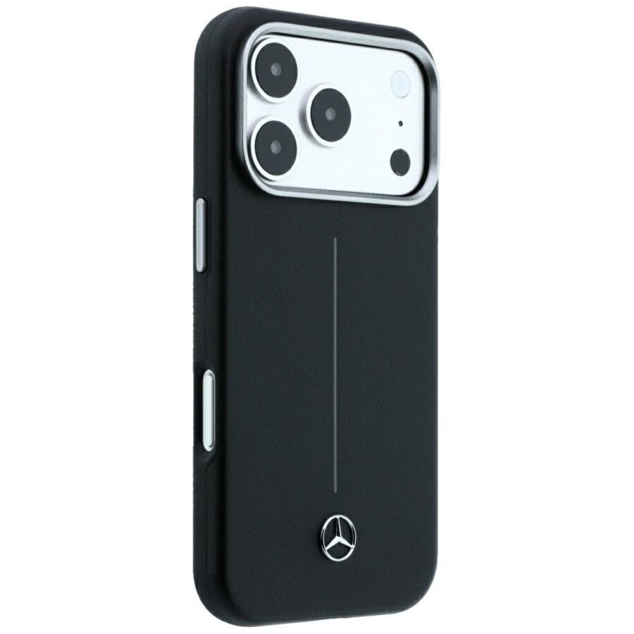 Etui Mercedes Leather Semi Wrap Iconic Line MagSafe do iPhone 18 Pro / 17 Pro czarny