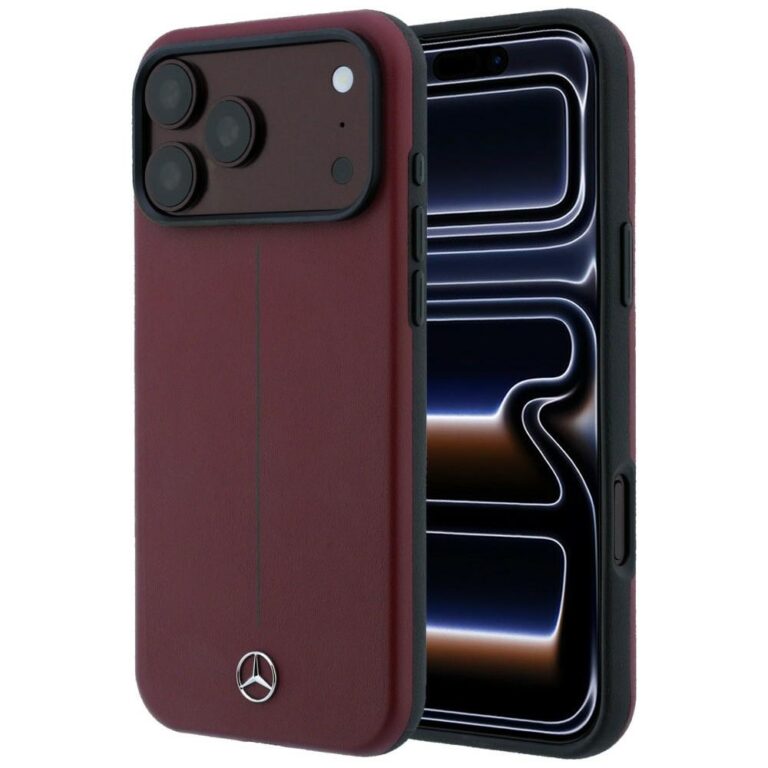 Etui Mercedes Leather Semi Wrap Iconic Line MagSafe do iPhone 18 Pro / 17 Pro burgundowy
