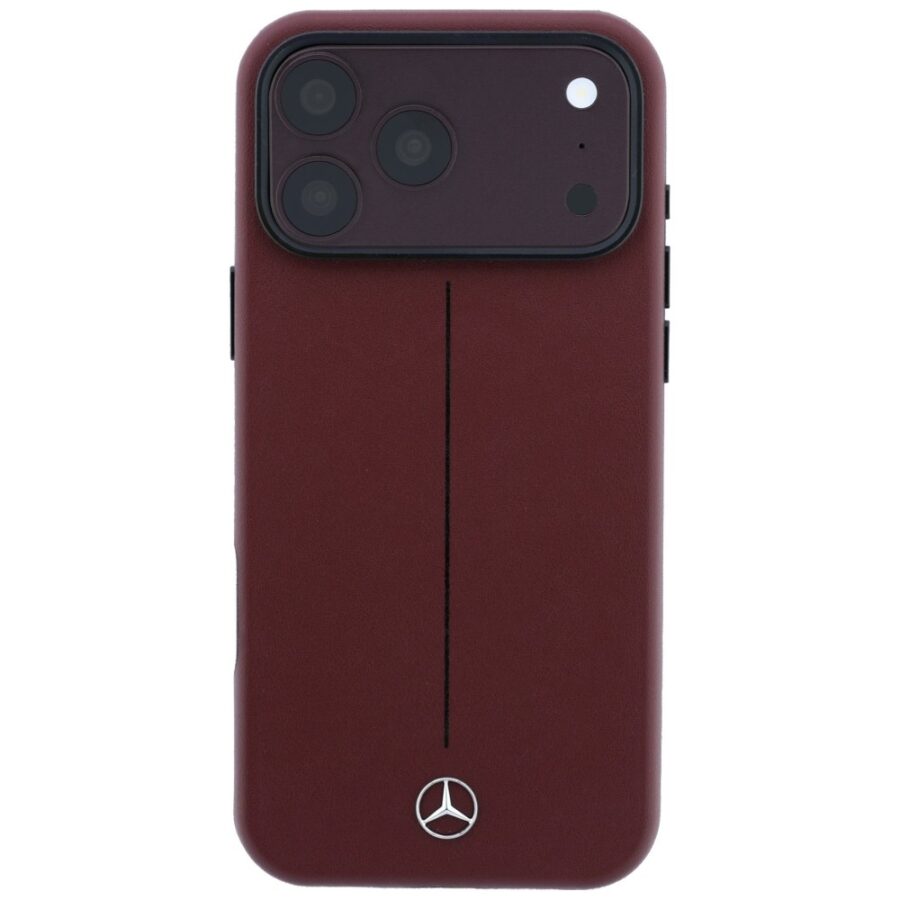 Etui Mercedes Leather Semi Wrap Iconic Line MagSafe do iPhone 18 Pro / 17 Pro burgundowy