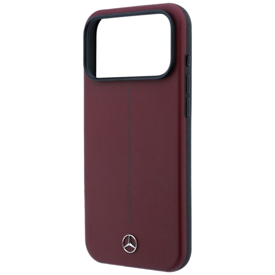 Etui Mercedes Leather Semi Wrap Iconic Line MagSafe do iPhone 18 Pro / 17 Pro burgundowy