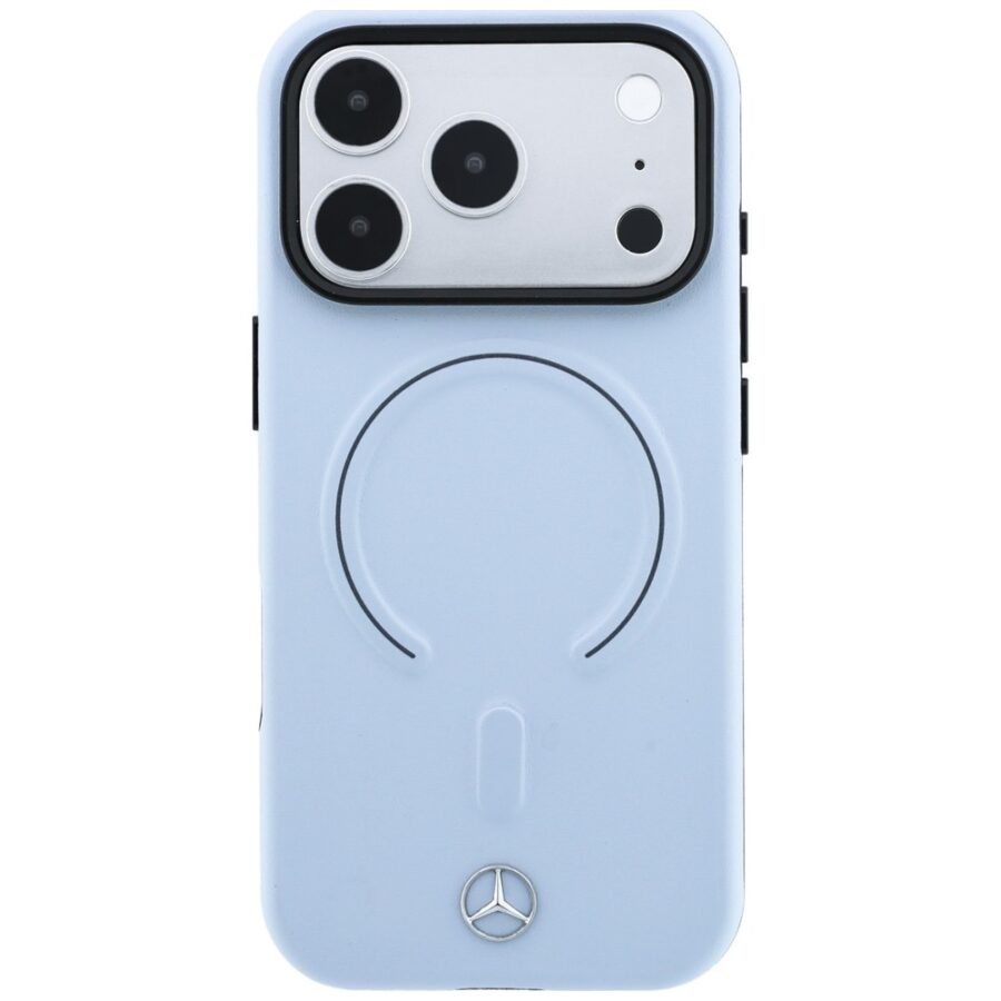 Etui Mercedes Leather 3D MagSafe do iPhone 18 Pro / 17 Pro niebieski