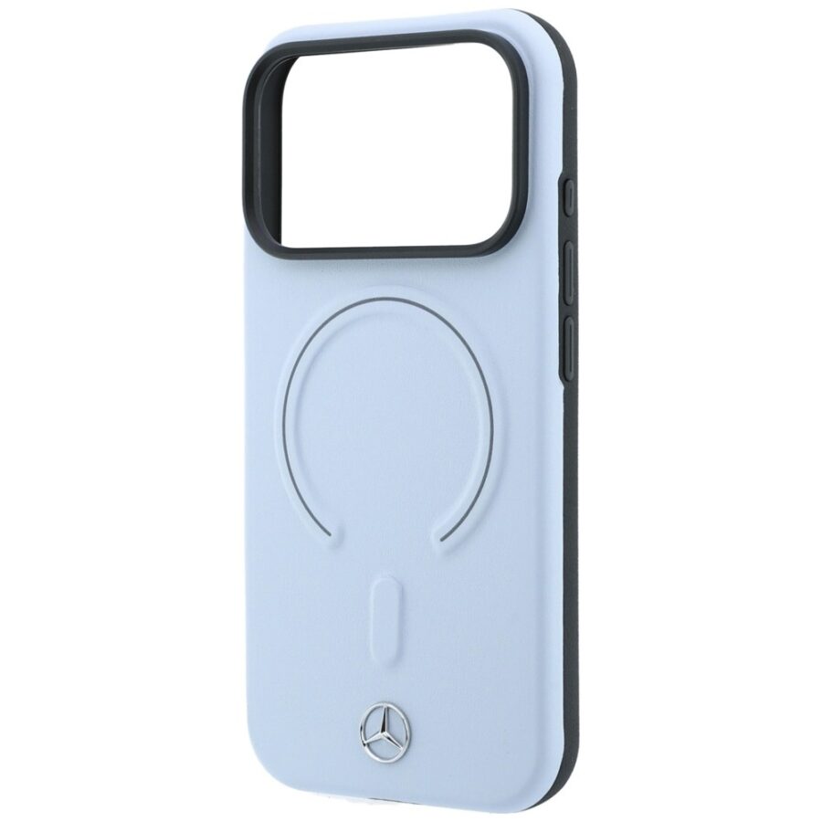Etui Mercedes Leather 3D MagSafe do iPhone 18 Pro / 17 Pro niebieski