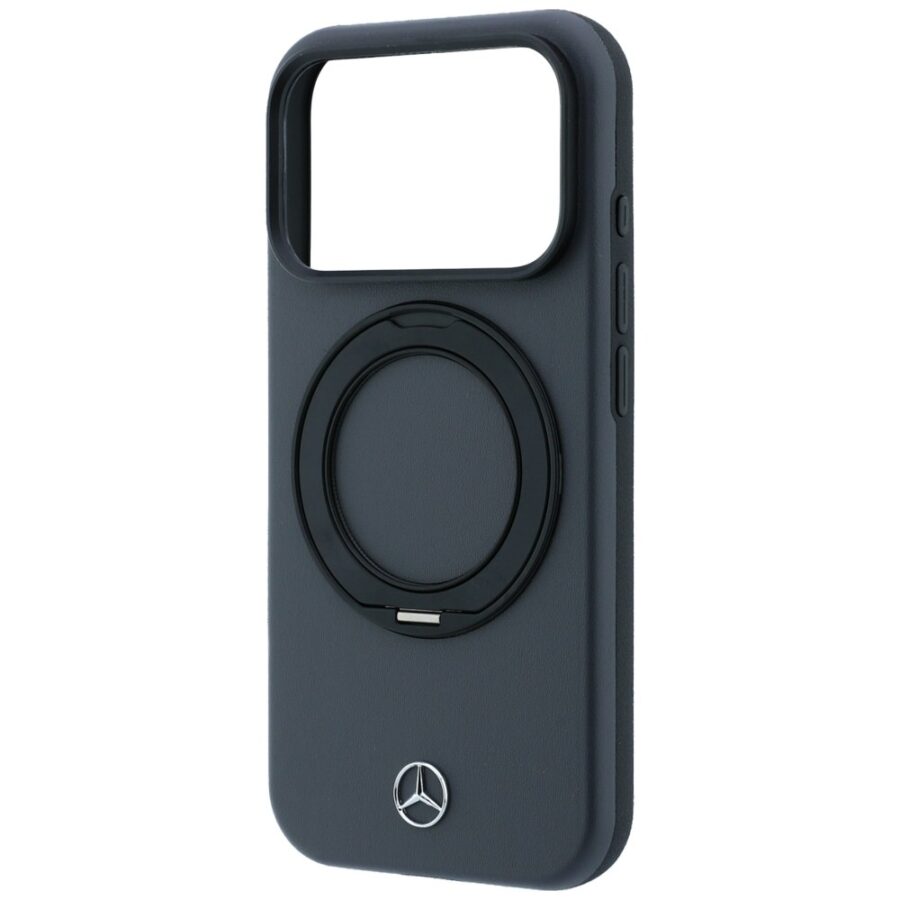 Etui Mercedes Leather with Ring Stand MagSafe do iPhone 18 Pro / 17 Pro antracytowy