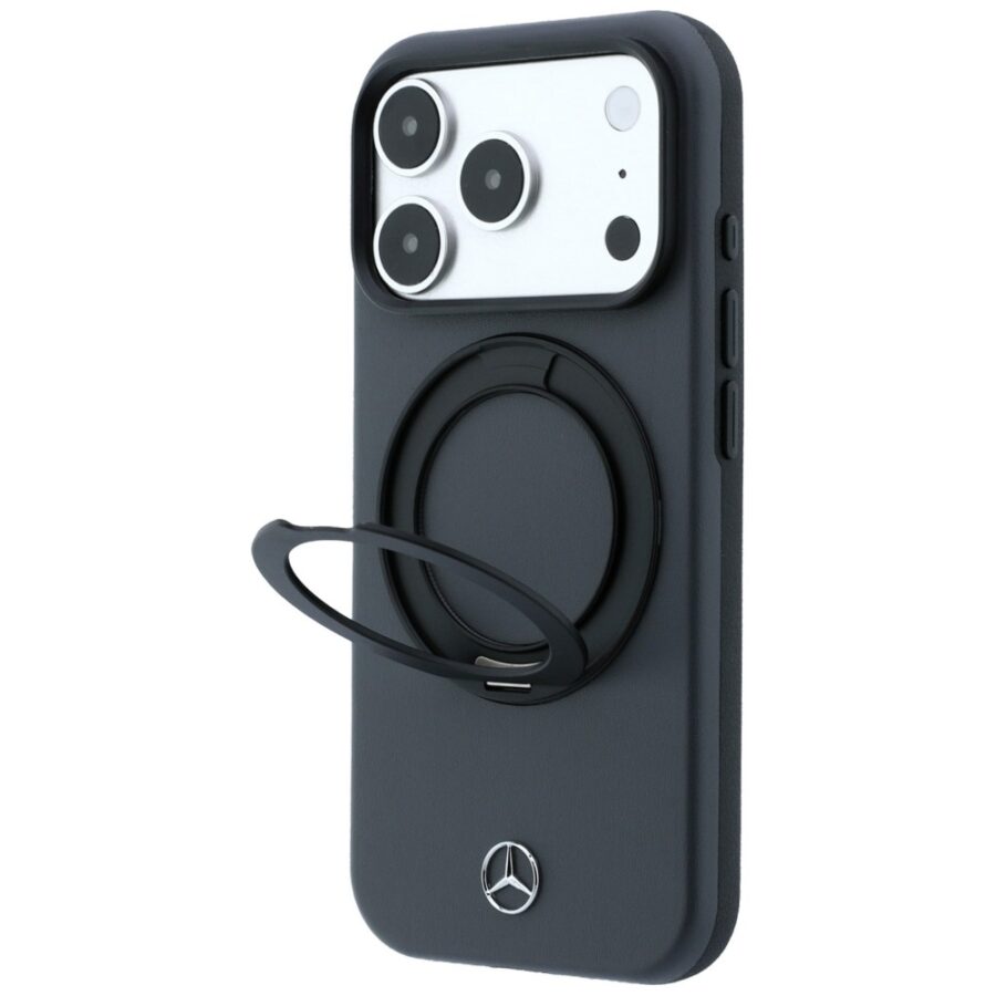 Etui Mercedes Leather with Ring Stand MagSafe do iPhone 18 Pro Max / 17 Pro Max antracytowy