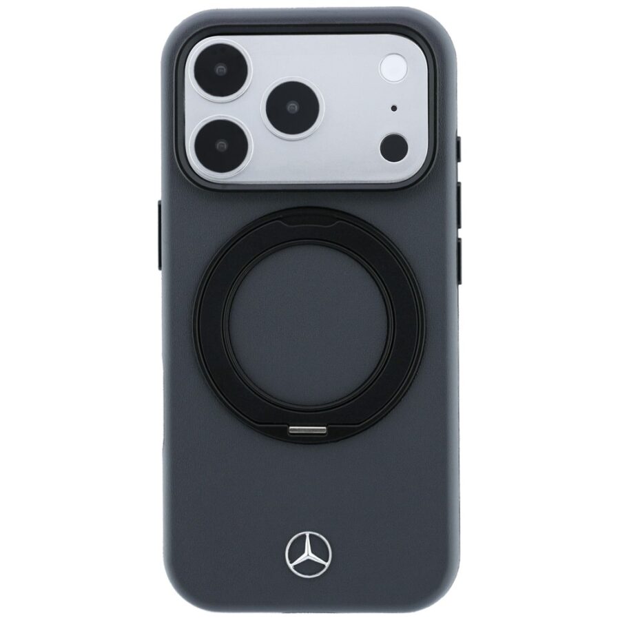 Etui Mercedes Leather with Ring Stand MagSafe do iPhone 18 Pro Max / 17 Pro Max antracytowy