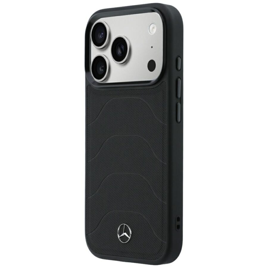 Etui Mercedes Leather Mesh with Bow Line MagSafe do iPhone 18 Pro / 17 Pro czarny