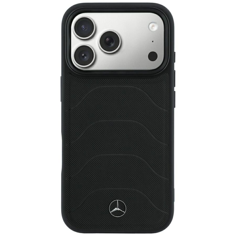 Etui Mercedes Leather Mesh with Bow Line MagSafe do iPhone 18 Pro Max / 17 Pro Max czarny