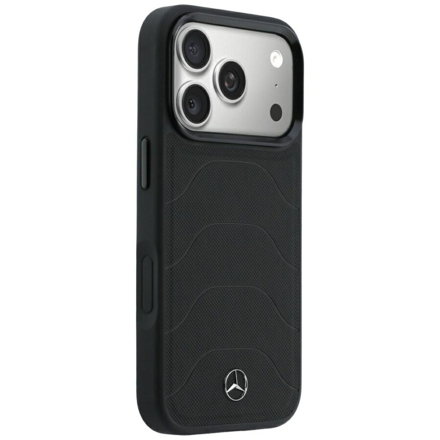 Etui Mercedes Leather Mesh with Bow Line MagSafe do iPhone 18 Pro Max / 17 Pro Max czarny