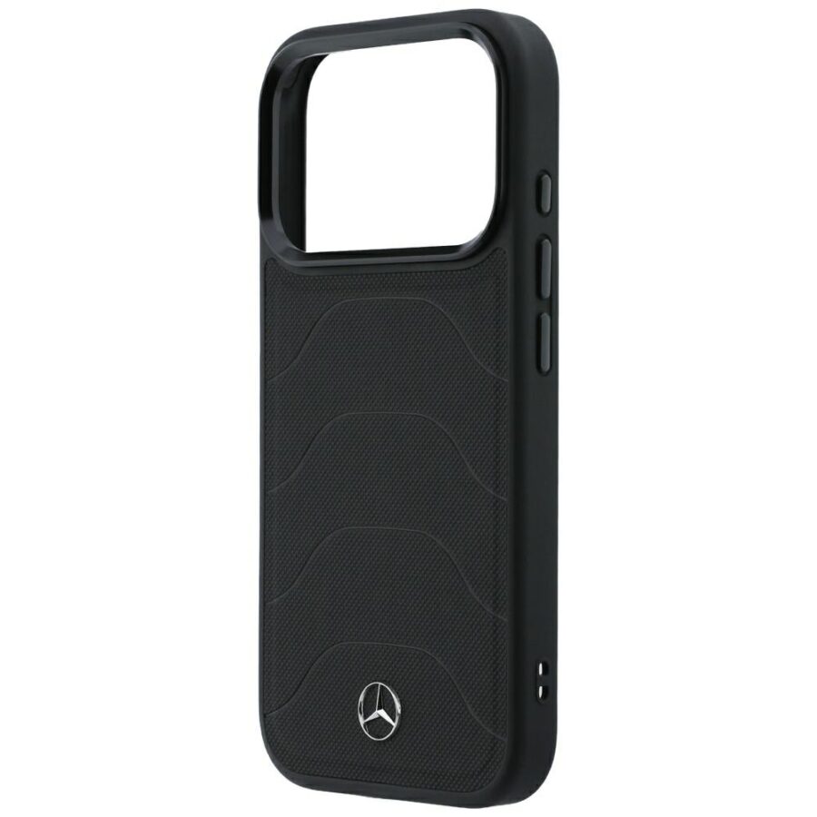 Etui Mercedes Leather Mesh with Bow Line MagSafe do iPhone 18 Pro Max / 17 Pro Max czarny