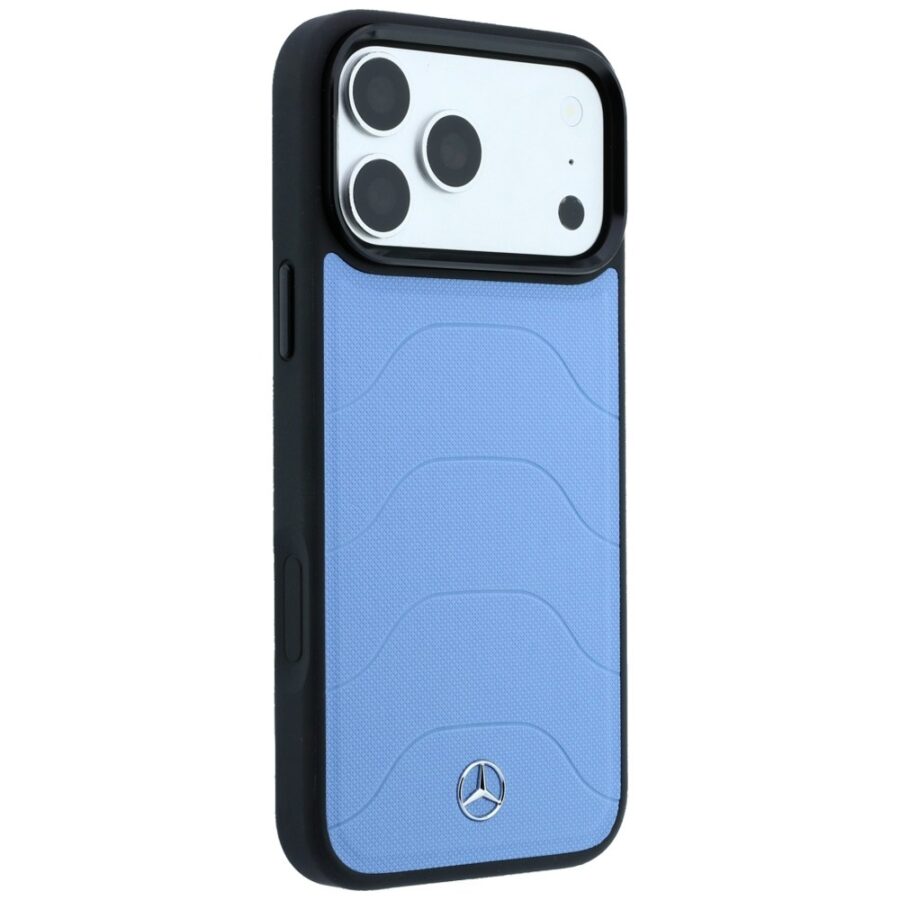 Etui Mercedes Leather Mesh with Bow Line MagSafe do iPhone 18 Pro Max / 17 Pro Max niebieski