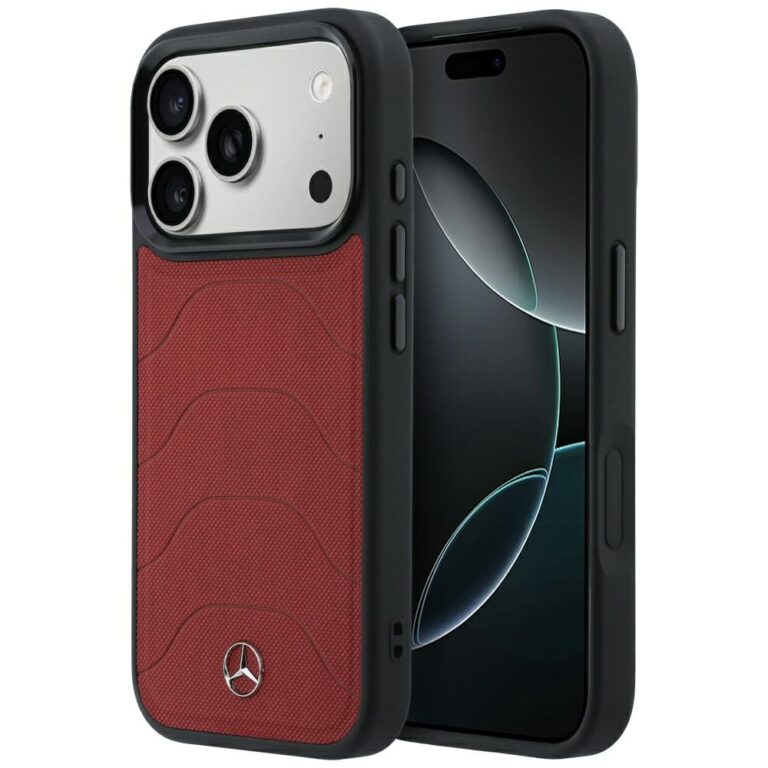 Etui Mercedes Leather Mesh with Bow Line MagSafe do iPhone 18 Pro Max / 17 Pro Max bordowy