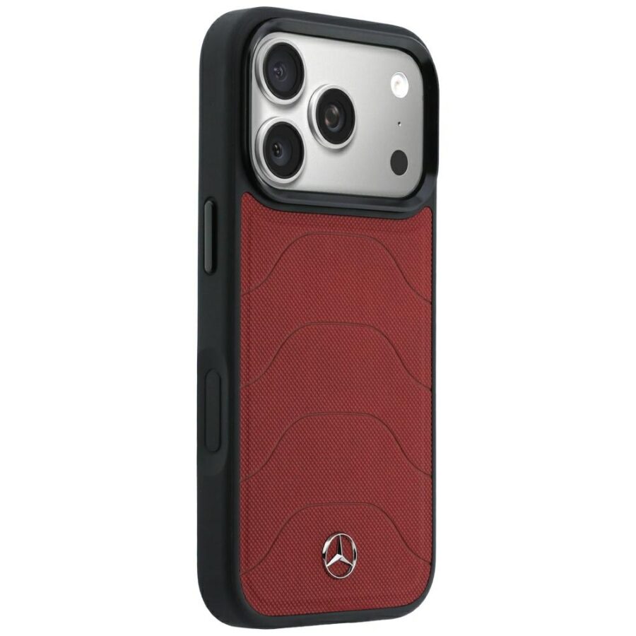 Etui Mercedes Leather Mesh with Bow Line MagSafe do iPhone 18 Pro Max / 17 Pro Max bordowy