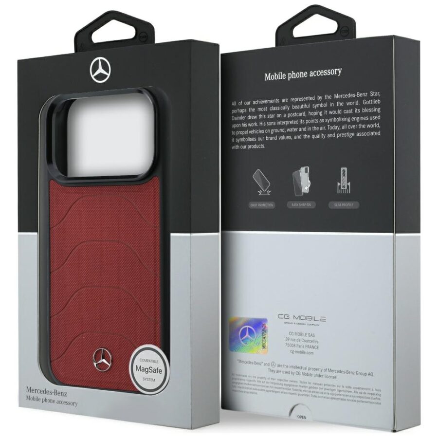 Etui Mercedes Leather Mesh with Bow Line MagSafe do iPhone 18 Pro Max / 17 Pro Max bordowy