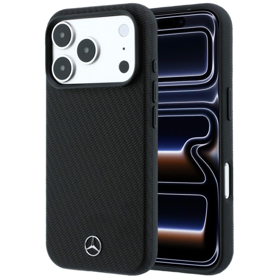 Etui Mercedes Case Grill Pattern and Card Wallet Leather MagSafe do iPhone 18 Pro Max / 17 Pro Max czarny