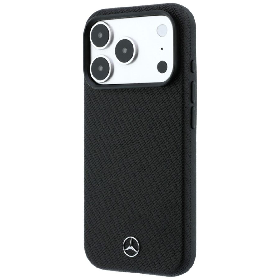 Etui Mercedes Case Grill Pattern and Card Wallet Leather MagSafe do iPhone 18 Pro Max / 17 Pro Max czarny