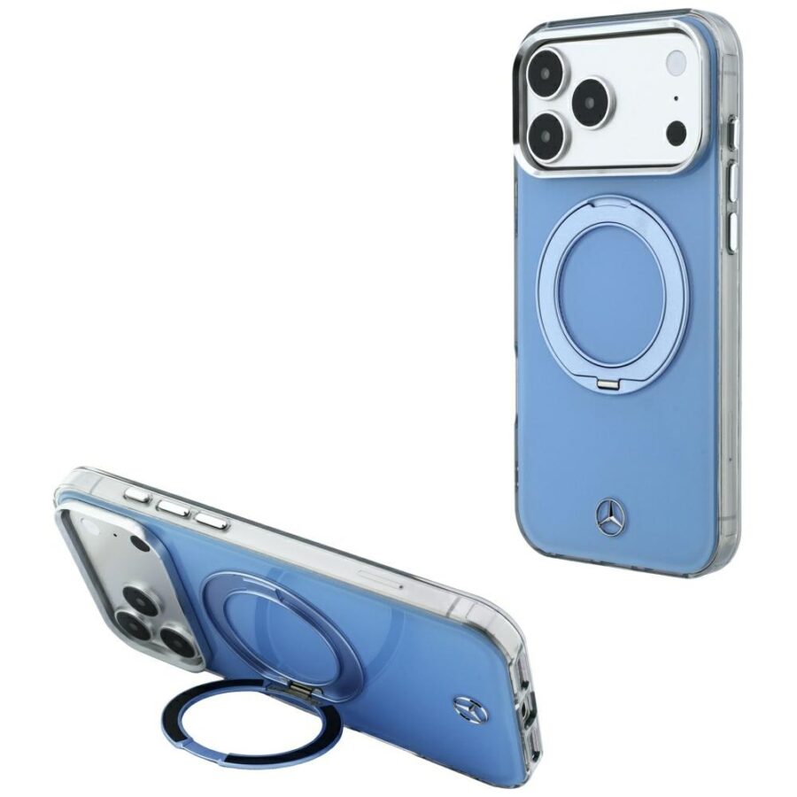 Etui Mercedes with ring Stand and Iconic Logo MagSafe do iPhone 18 Pro Max / 17 Pro Max niebieski