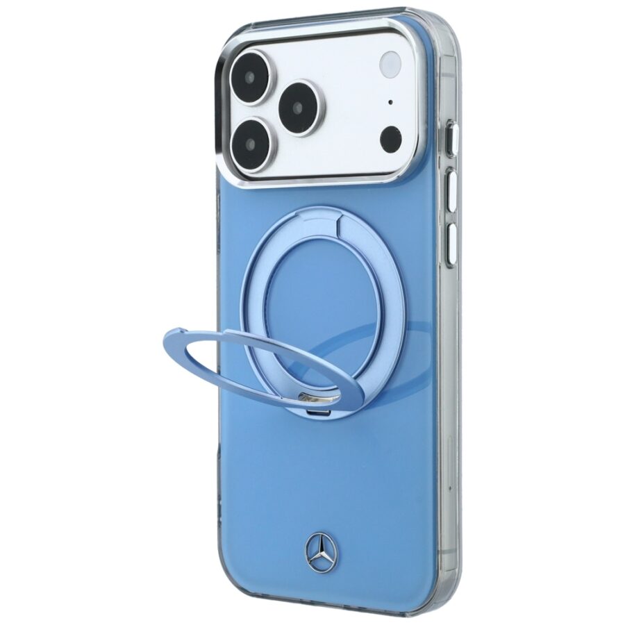 Etui Mercedes with ring Stand and Iconic Logo MagSafe do iPhone 18 Pro Max / 17 Pro Max niebieski