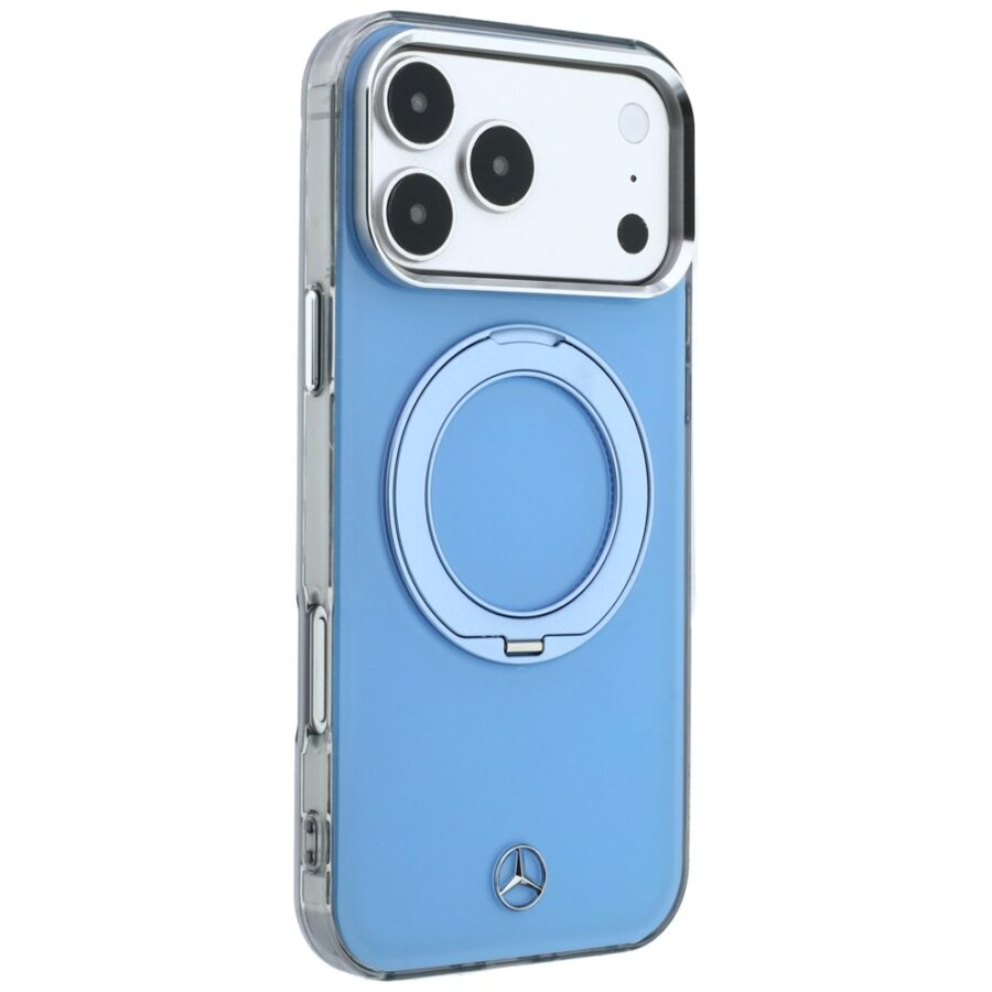 Etui Mercedes with ring Stand and Iconic Logo MagSafe do iPhone 18 Pro Max / 17 Pro Max niebieski