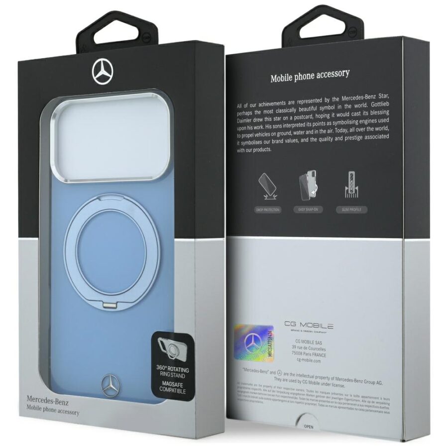Etui Mercedes with ring Stand and Iconic Logo MagSafe do iPhone 18 Pro Max / 17 Pro Max niebieski
