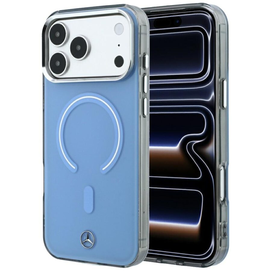 Etui Mercedes Double Layer Iconic Logo MagSafe do iPhone 18 Pro Max / 17 Pro Max niebieski