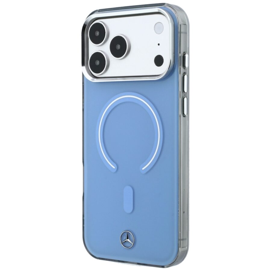 Etui Mercedes Double Layer Iconic Logo MagSafe do iPhone 18 Pro Max / 17 Pro Max niebieski