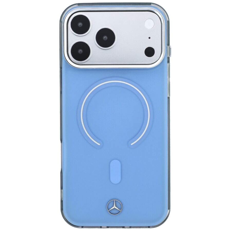 Etui Mercedes Double Layer Iconic Logo MagSafe do iPhone 18 Pro Max / 17 Pro Max niebieski