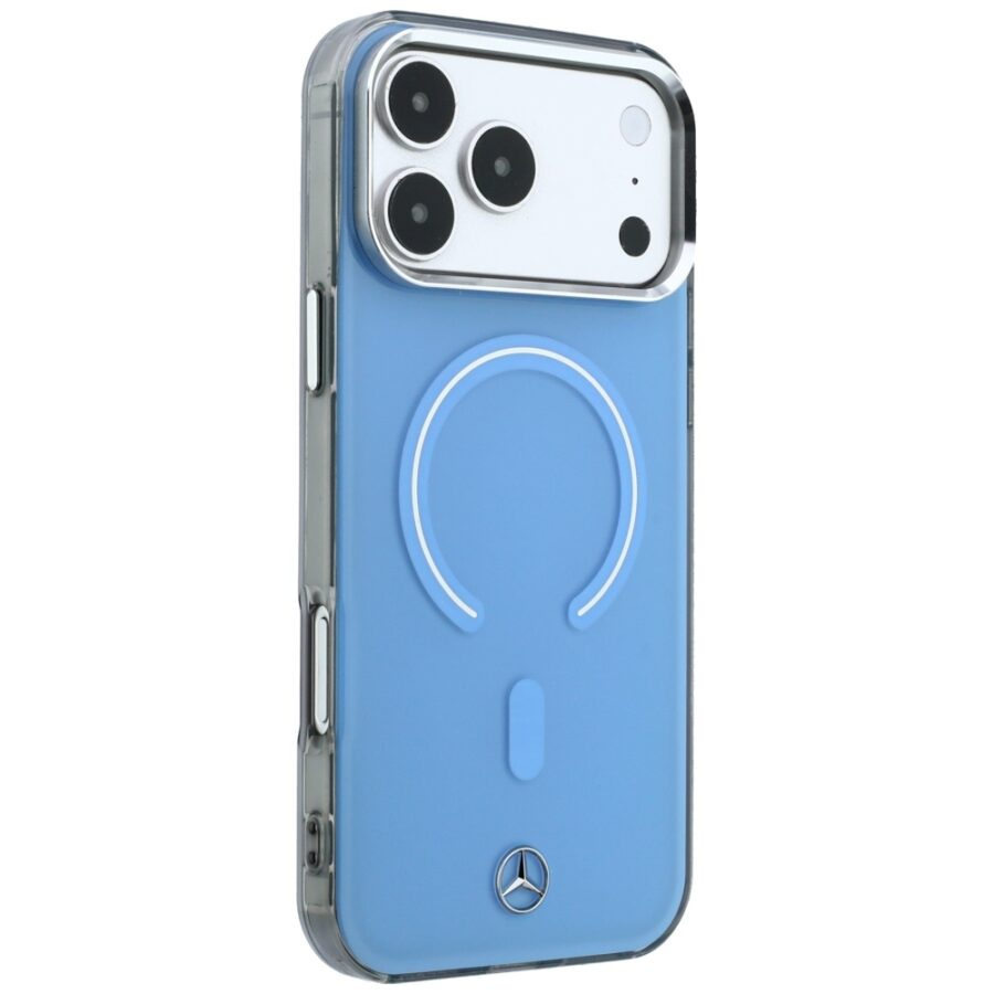 Etui Mercedes Double Layer Iconic Logo MagSafe do iPhone 18 Pro Max / 17 Pro Max niebieski