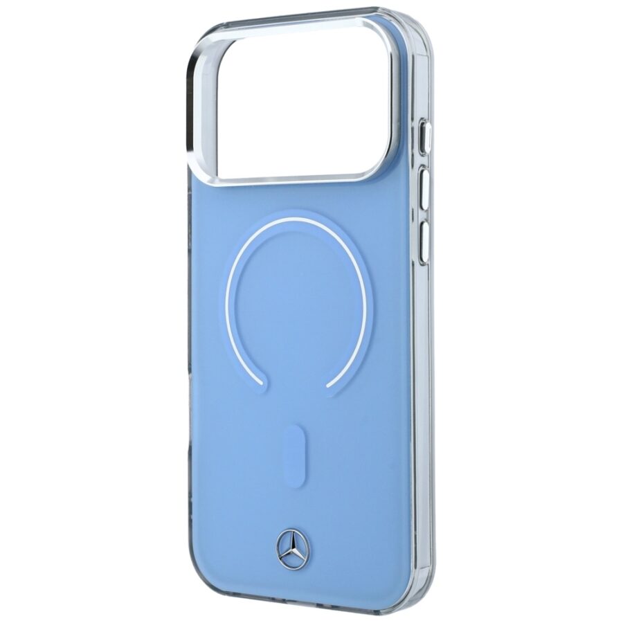Etui Mercedes Double Layer Iconic Logo MagSafe do iPhone 18 Pro Max / 17 Pro Max niebieski