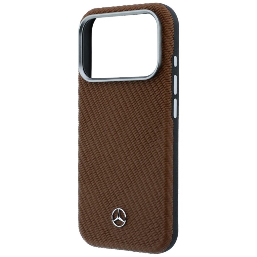 Etui Mercedes Leather Semi Wrap Wood Effect MagSafe do Iphone 18 Pro/ 17 Pro camel