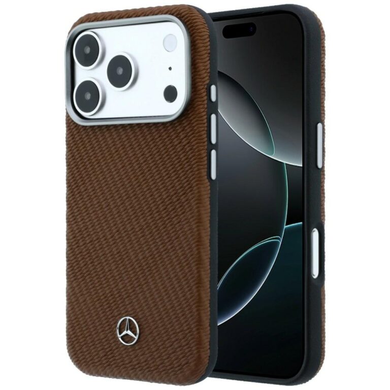 Etui Mercedes Leather Semi Wrap Wood Effect MagSafe do Iphone 18 Pro Max/ 17 Pro Max camel