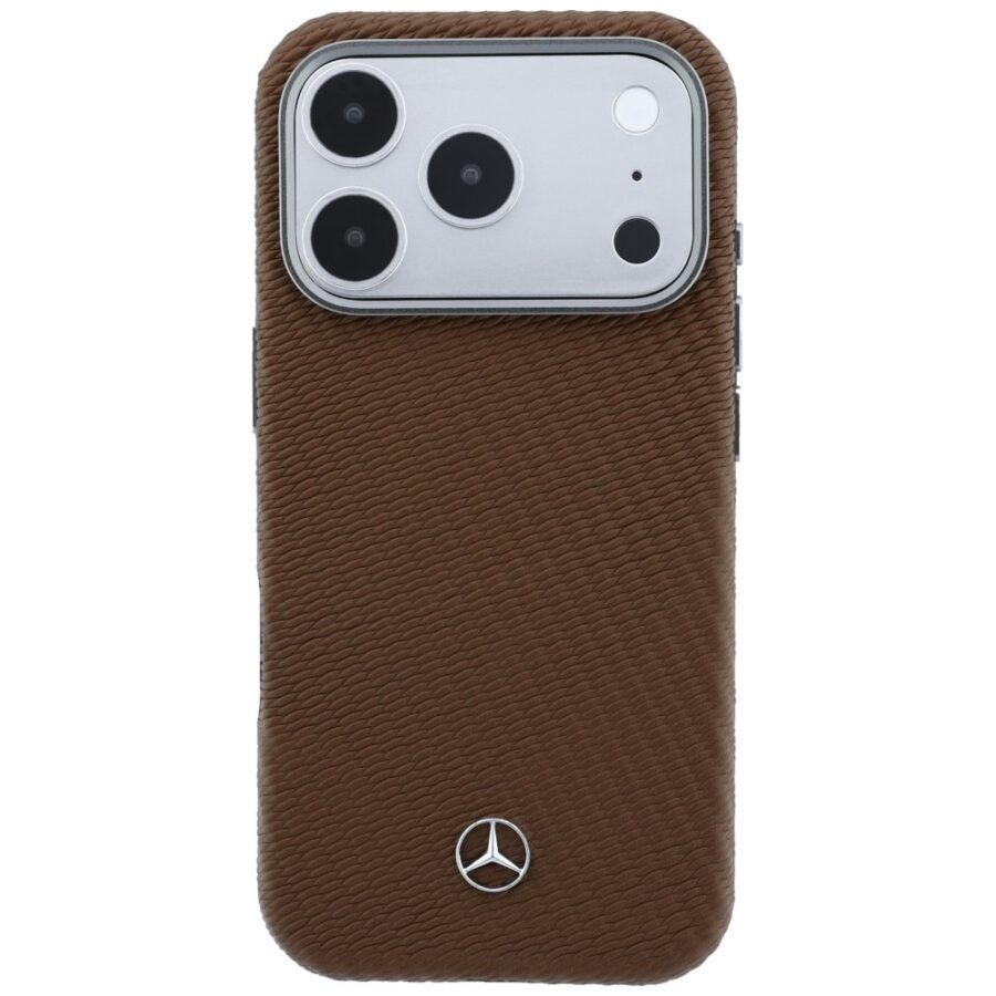 Etui Mercedes Leather Semi Wrap Wood Effect MagSafe do Iphone 18 Pro Max/ 17 Pro Max camel