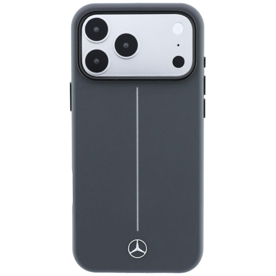 Etui Mercedes Leather Semi Wrap with Iconic Line MagSafe do iPhone 18 Pro / 17 Pro antracytowy