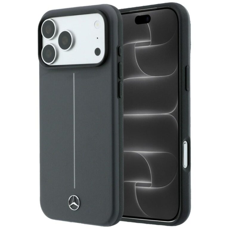 Etui Mercedes Leather Semi Wrap with Iconic Line MagSafe do iPphone 18 Pro Max / 17 Pro Max antracytowy