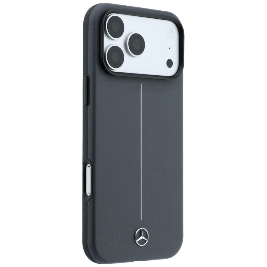 Etui Mercedes Leather Semi Wrap with Iconic Line MagSafe do iPphone 18 Pro Max / 17 Pro Max antracytowy