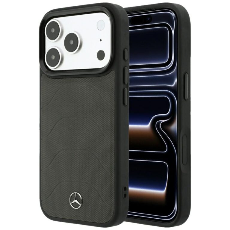 Etui Mercedes Leather Mesh with Bow Line MagSafe do Iphone 18 Pro/ 17 Pro antracytowy